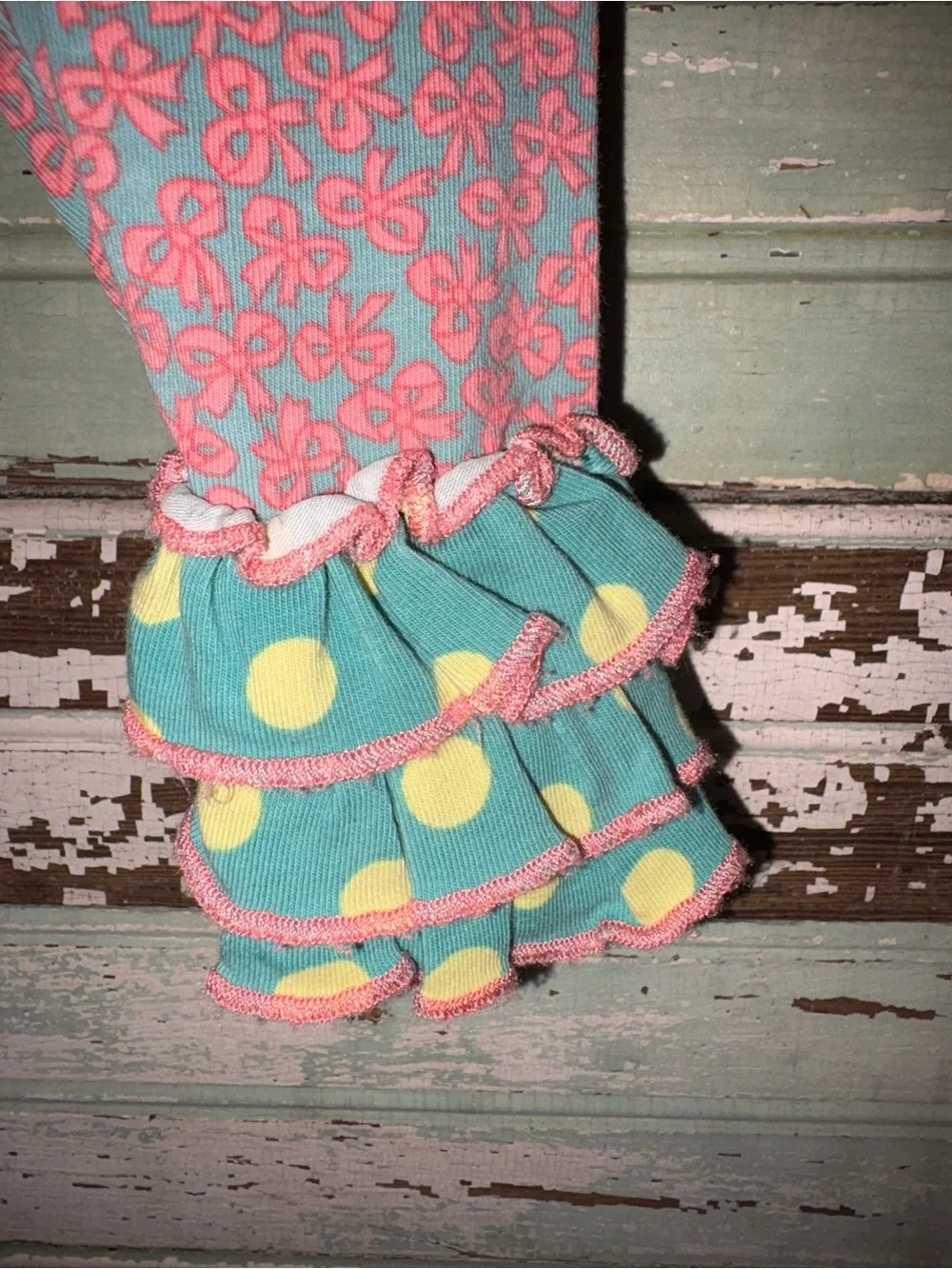 Matilda Jane Aqua & Pink Bow Floral Fox & Fox Print Leggings 2 piece Set Outfit